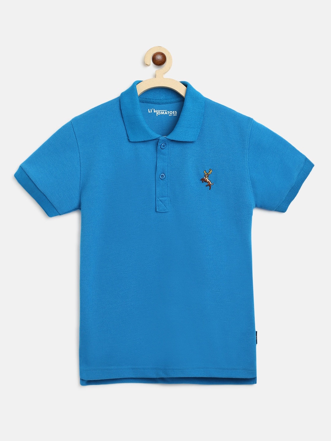 

Lil Tomatoes Boys Turquoise Blue Solid Polo Collar T-shirt