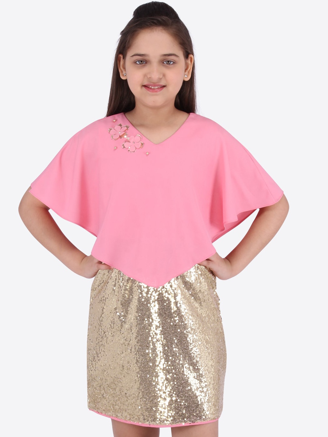 CUTECUMBER Girls Pink Solid A-Line Dress