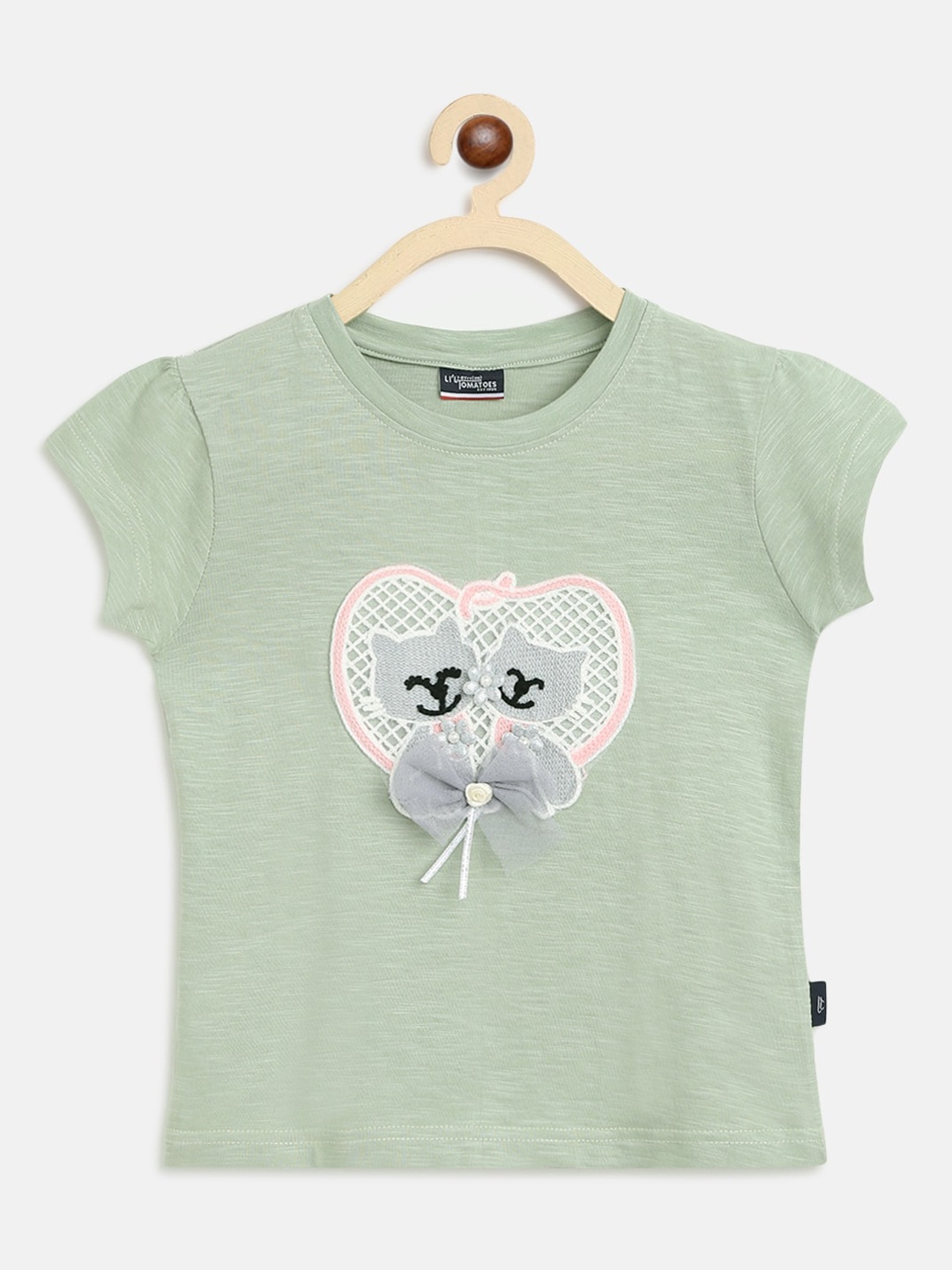 Lil Tomatoes Olive Green Solid Regular Top With a Free Gift