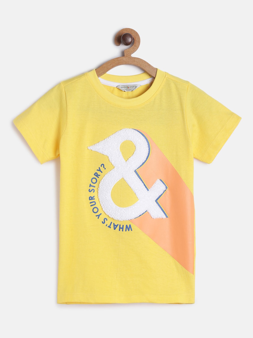 

TALES & STORIES Boys Yellow Printed Round Neck T-shirt