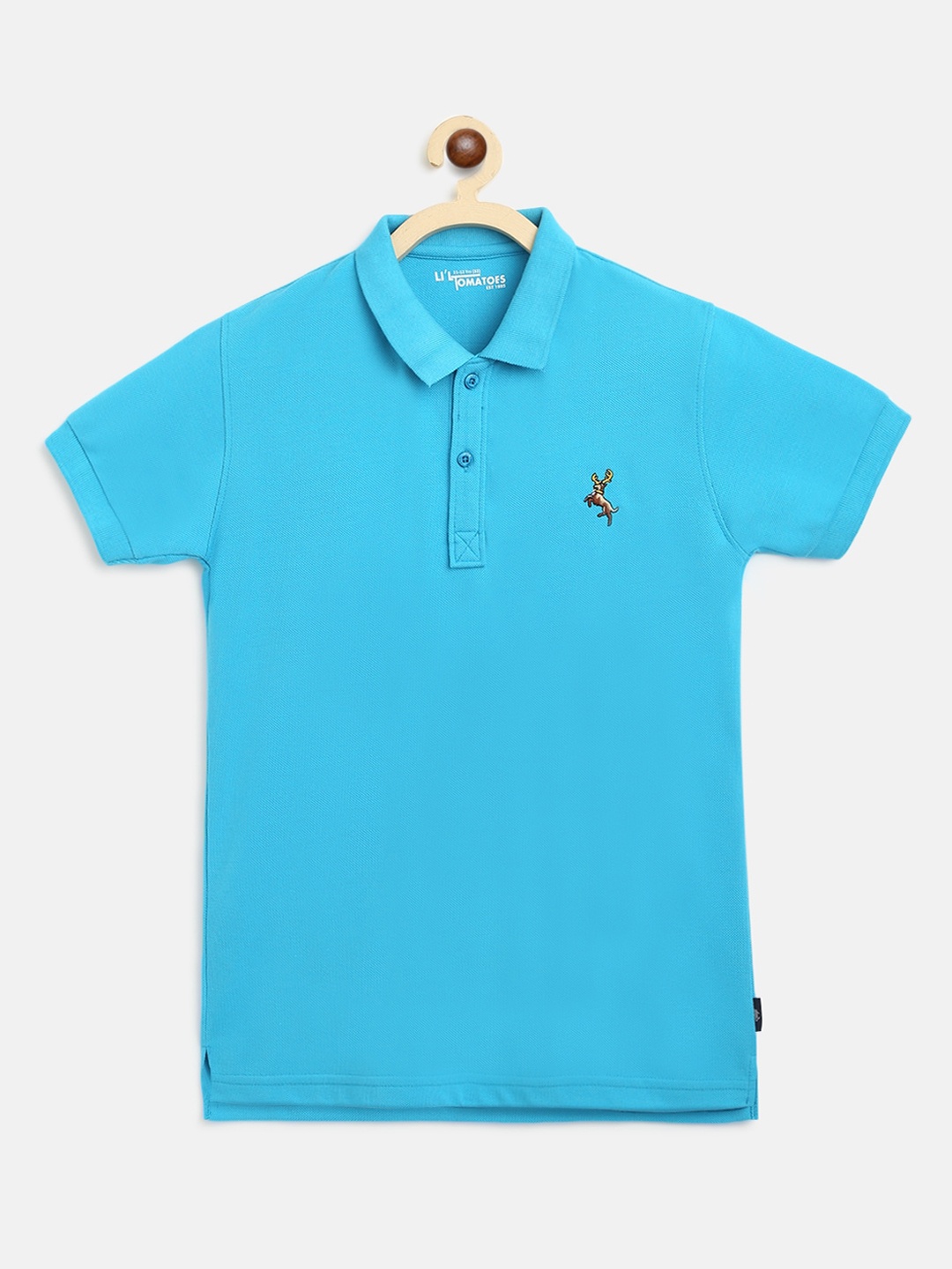 

Lil Tomatoes Boys Blue Solid Polo Collar T-shirt