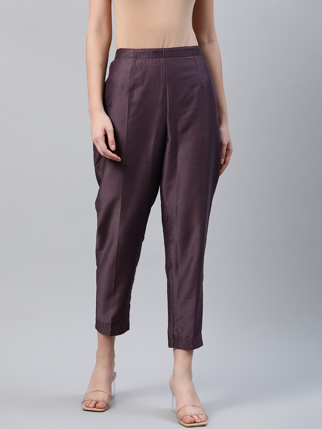 

Libas Women Purple Solid Trousers