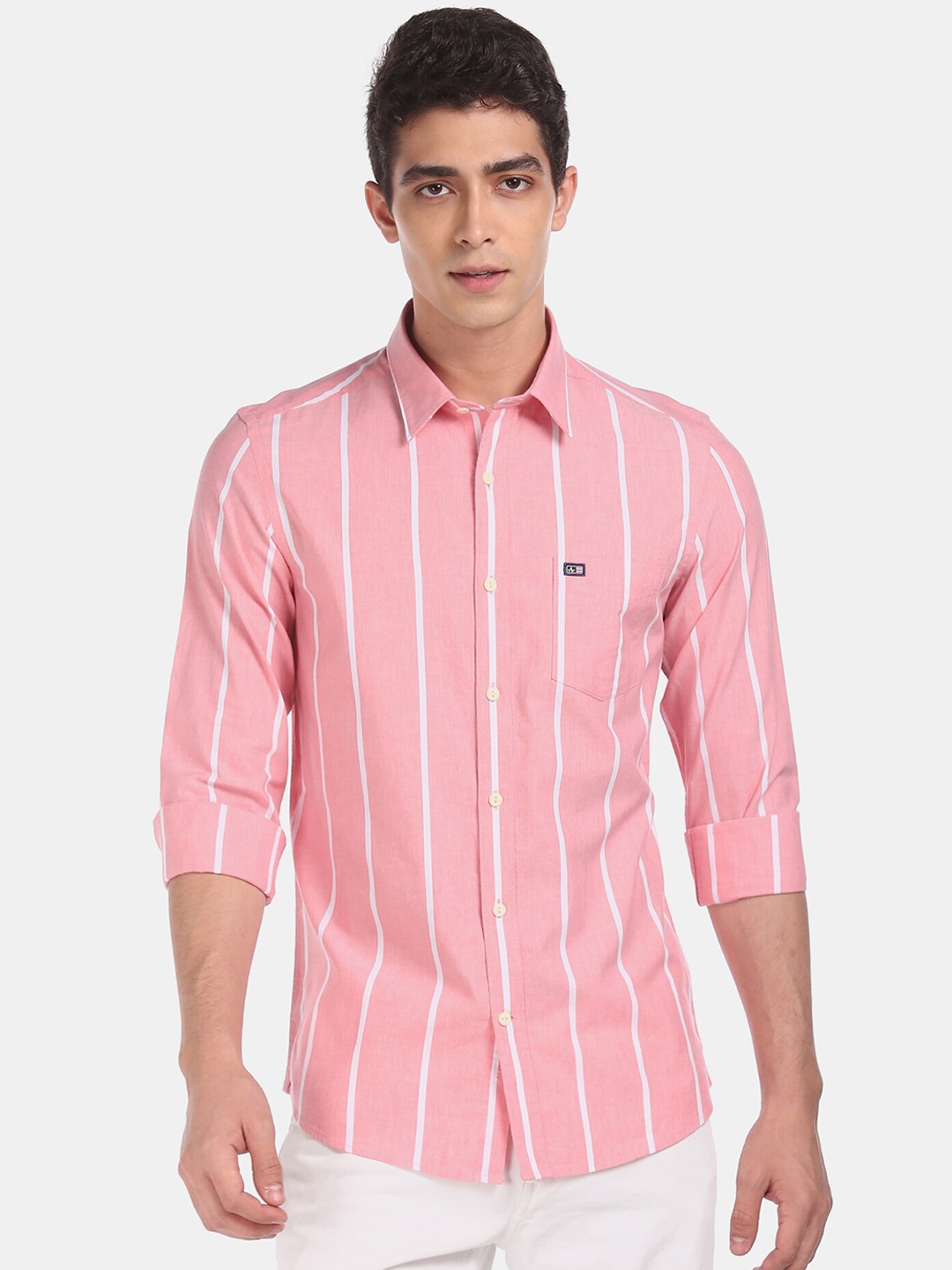 

Arrow Sport Men Pink & White Regular Fit Striped Casual Shirt
