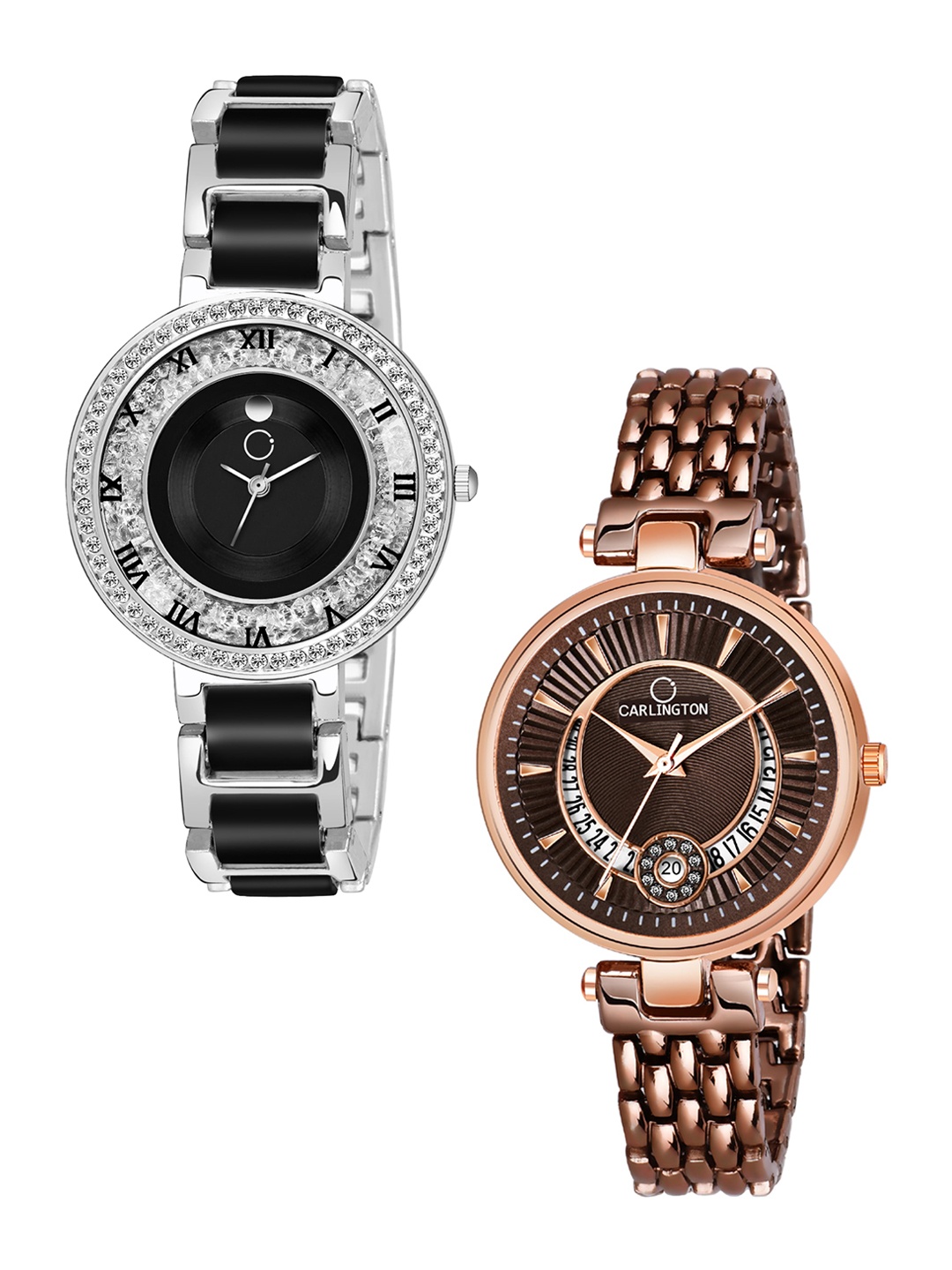 

CARLINGTON Women Set of 2 Black & Brown Analogue Watch