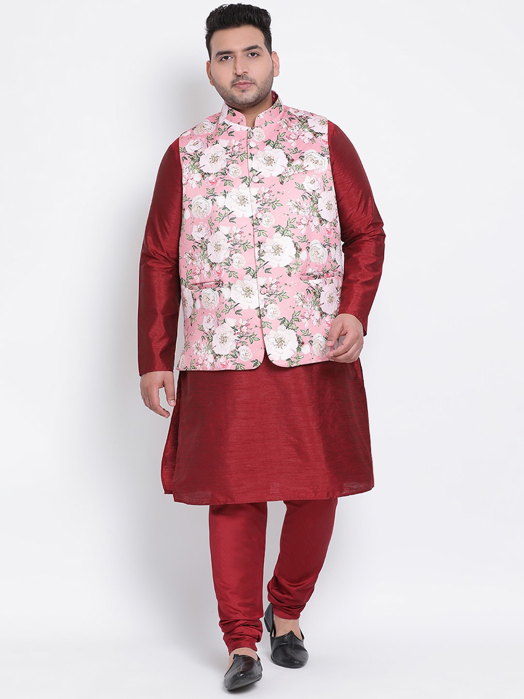 

Hangup Men Maroon Solid Kurta with Pyjamas