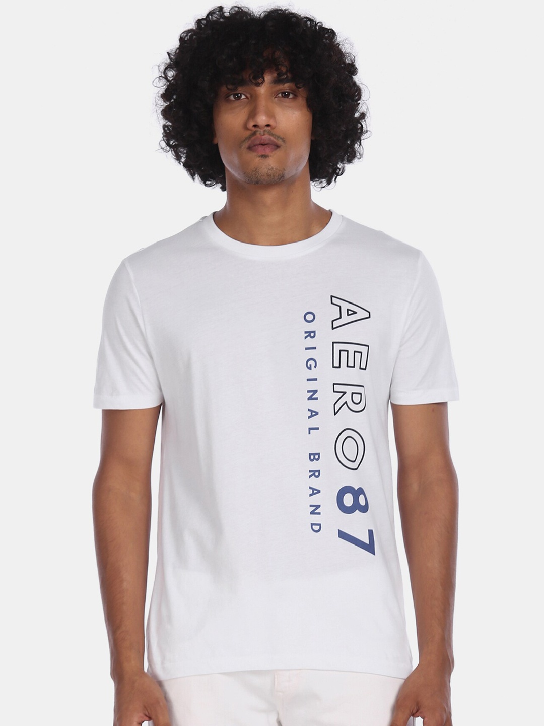 

Aeropostale Men White Printed Round Neck Cotton Pure Cotton T-shirt