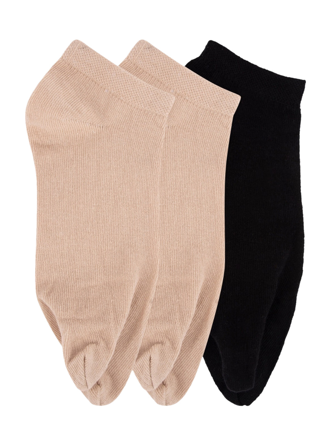 

N2S NEXT2SKIN Women Pack Of 3 Solid Ankle-Length Socks, Black
