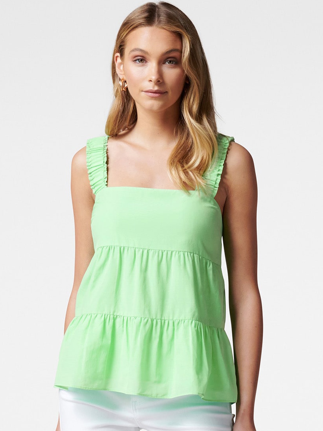 

Forever New Green Pure Cotton A-Line Top