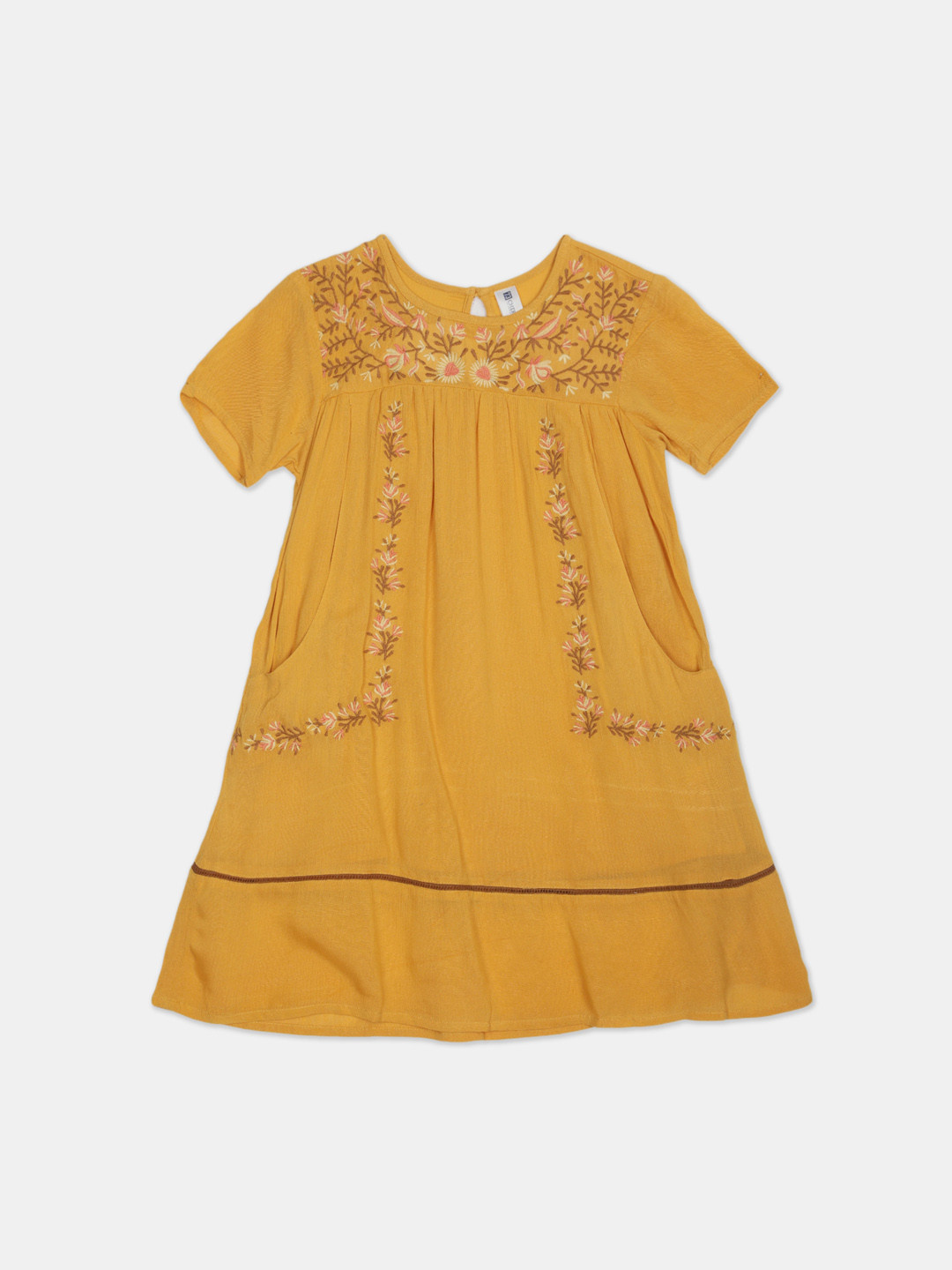 

Cherokee Girls Mustard Solid A-Line Dress