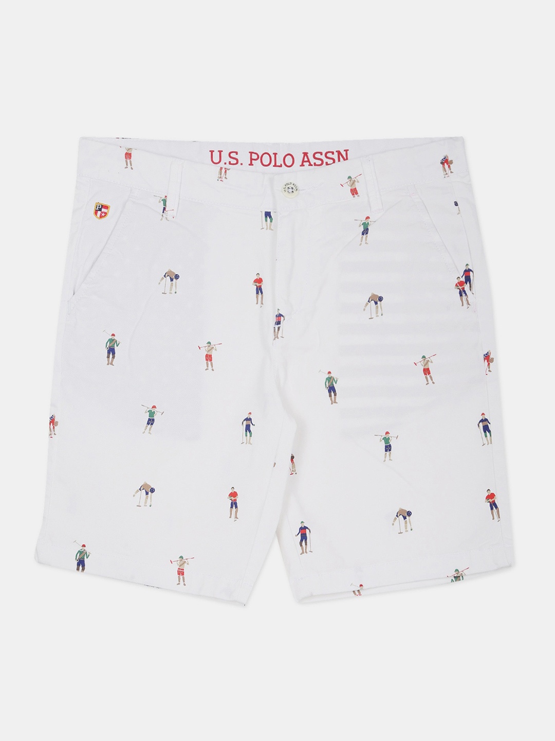 

U.S. Polo Assn. Kids Boys White Printed Regular Fit Regular Shorts