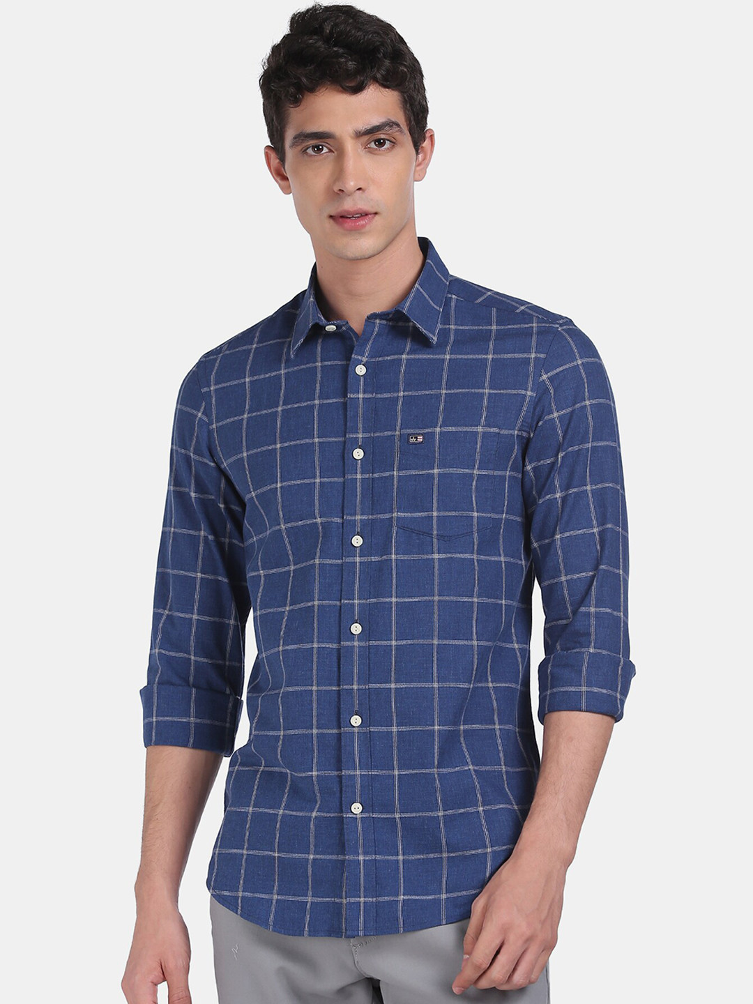 

Arrow Sport Men Blue Regular Fit Checked Casual Shirt