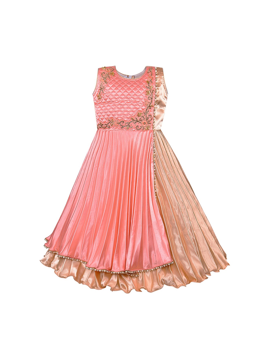 

Wish Karo Girls Peach-Coloured Embellished Maxi Dress