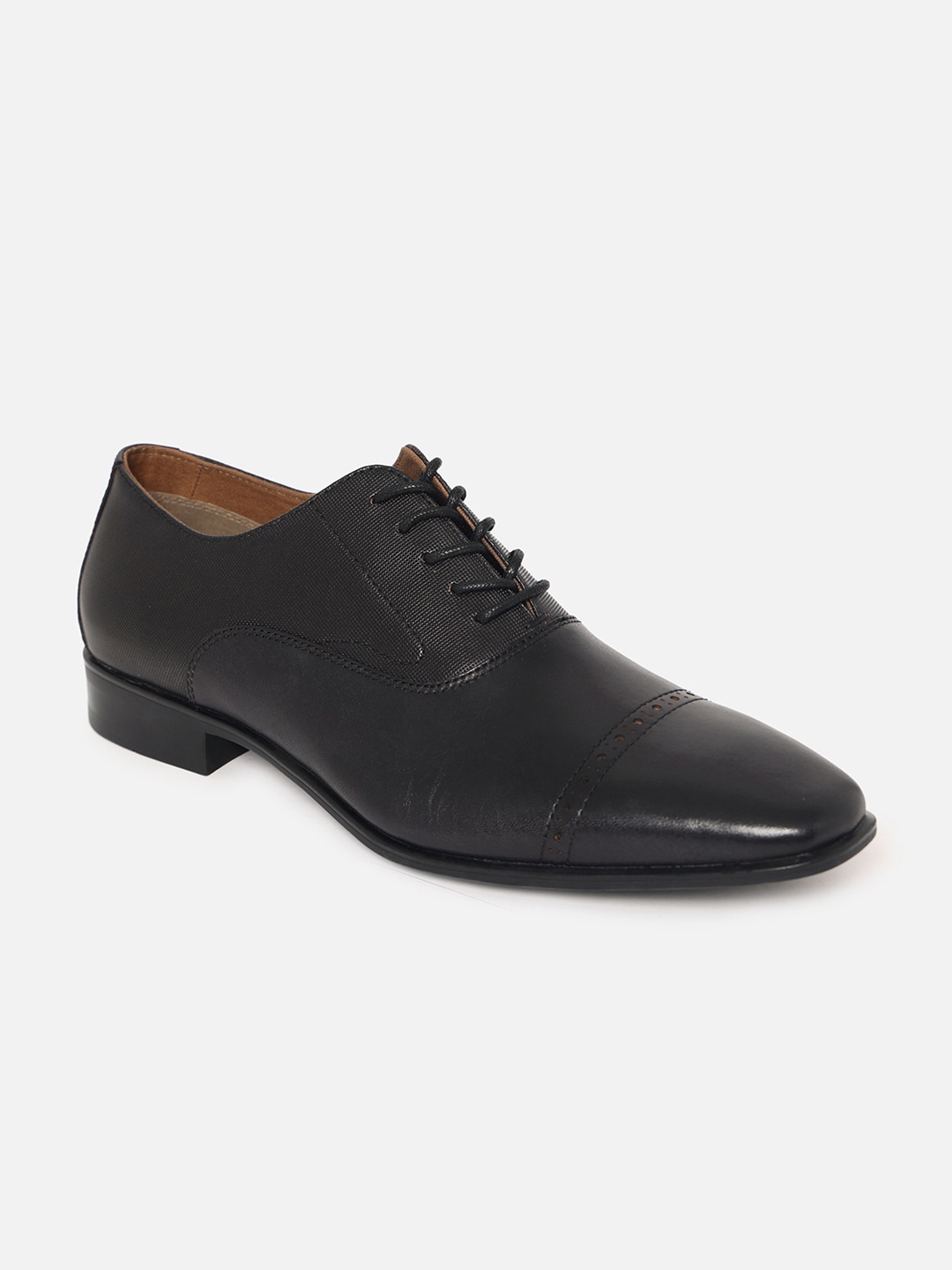 

ALDO Men Black Solid Leather Formal Oxfords