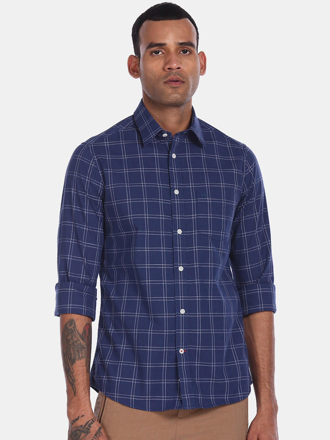 

Arrow Sport Men Blue Regular Fit Checked Casual Shirt