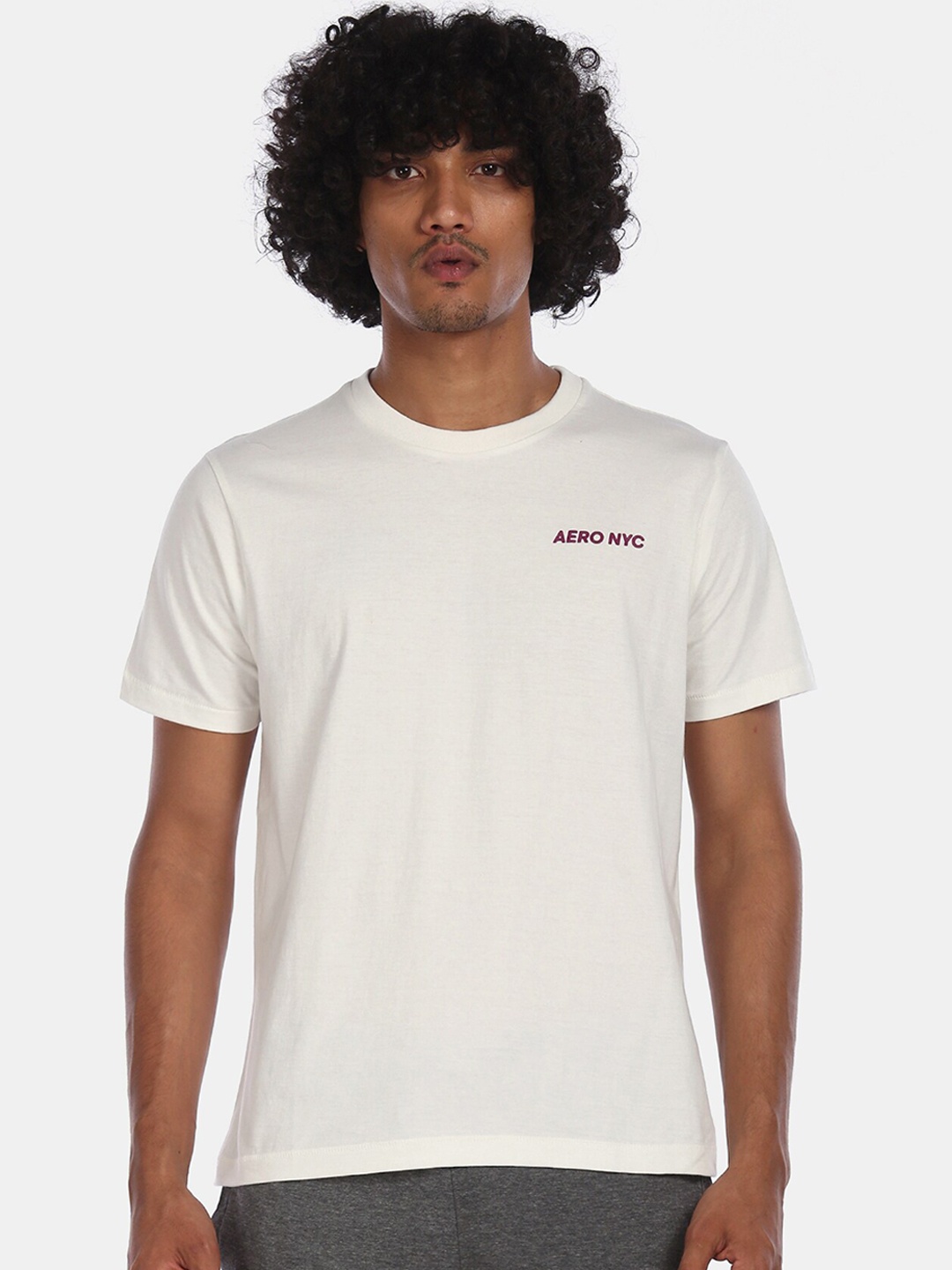 

Aeropostale Men White Printed Round Neck T-shirt