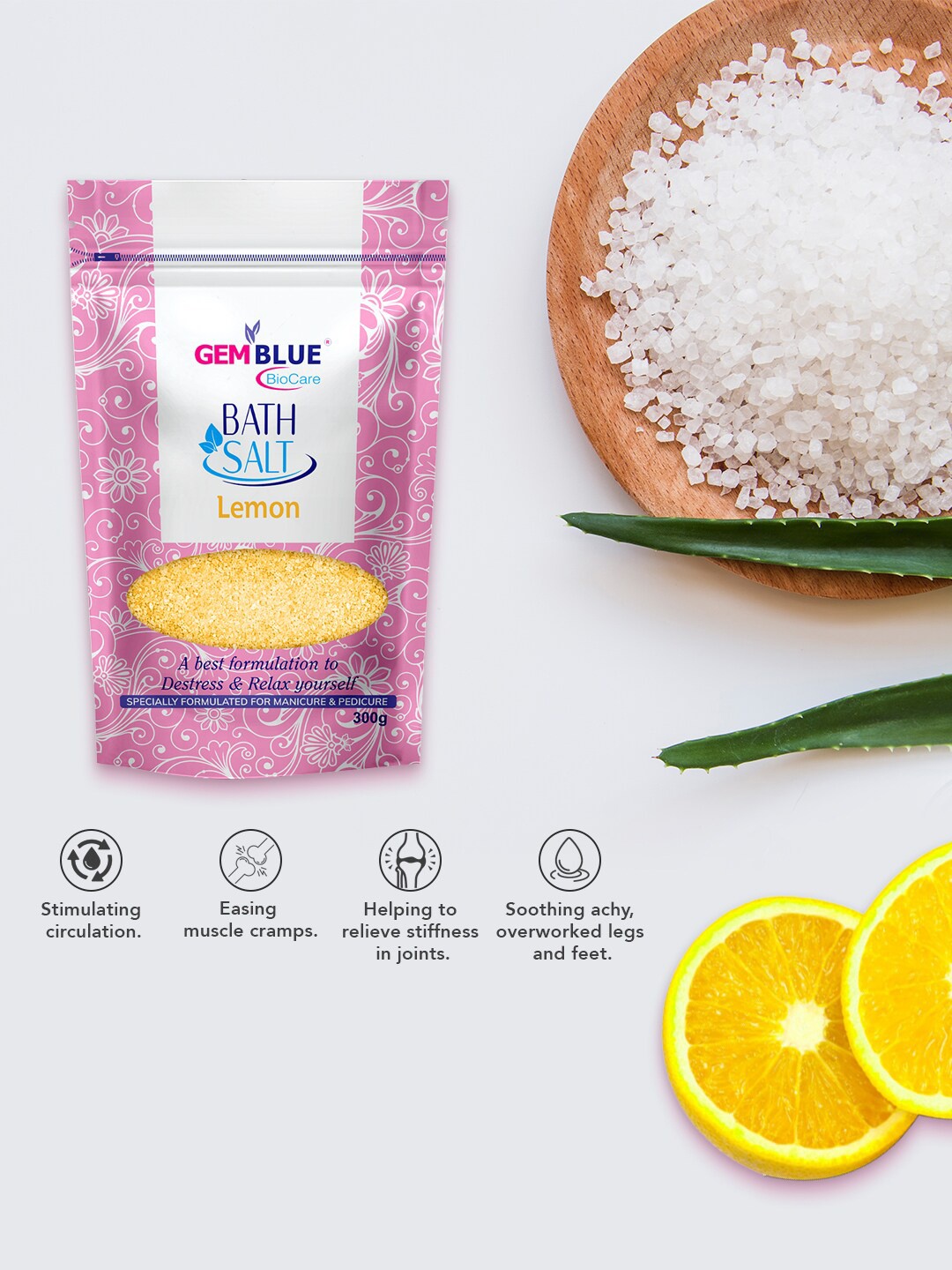 

GEMBLUE BioCare Lemon Bath Salt - 300 g, Pink