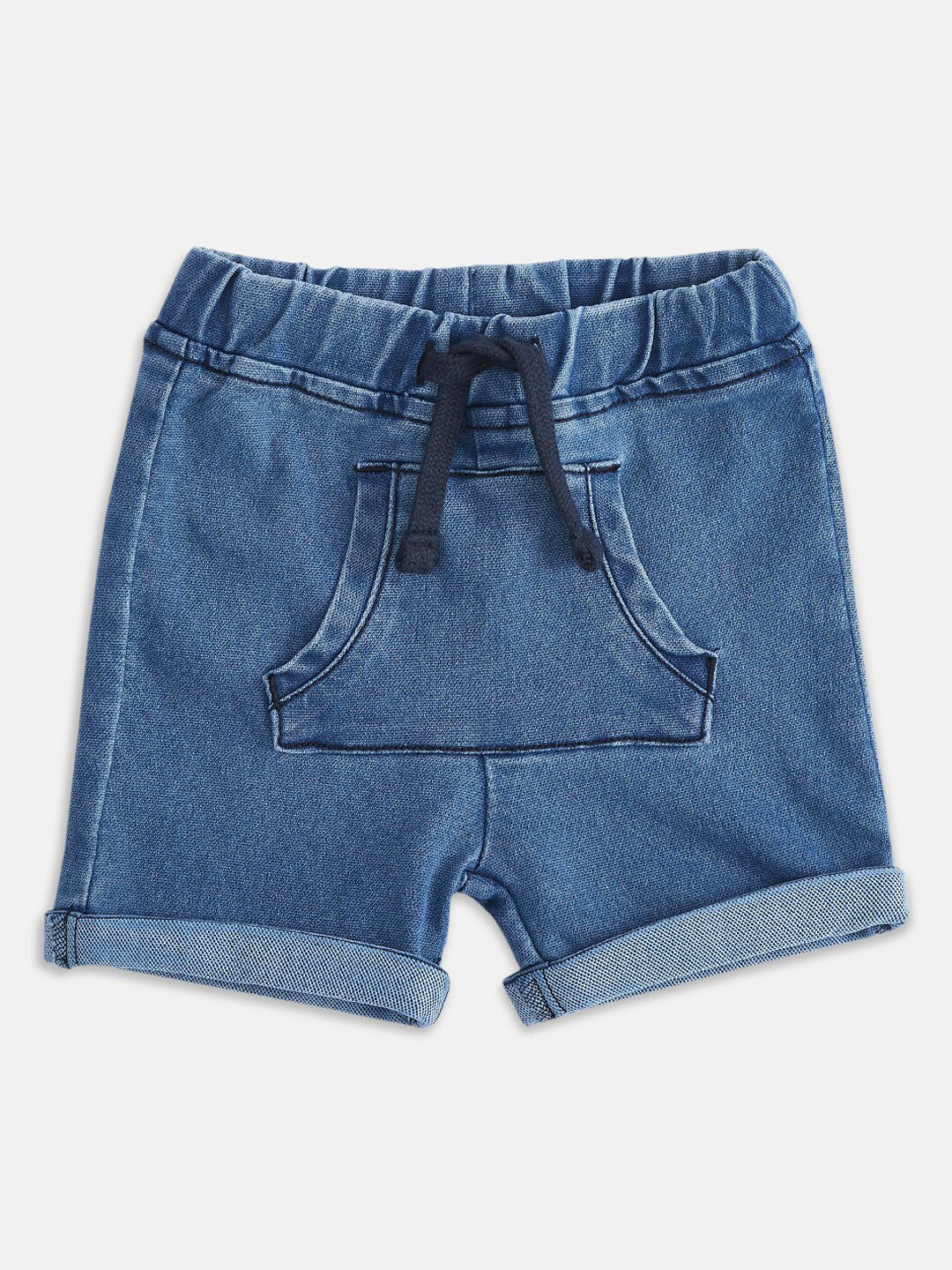 

Pantaloons Baby Boys Blue Printed Denim Shorts