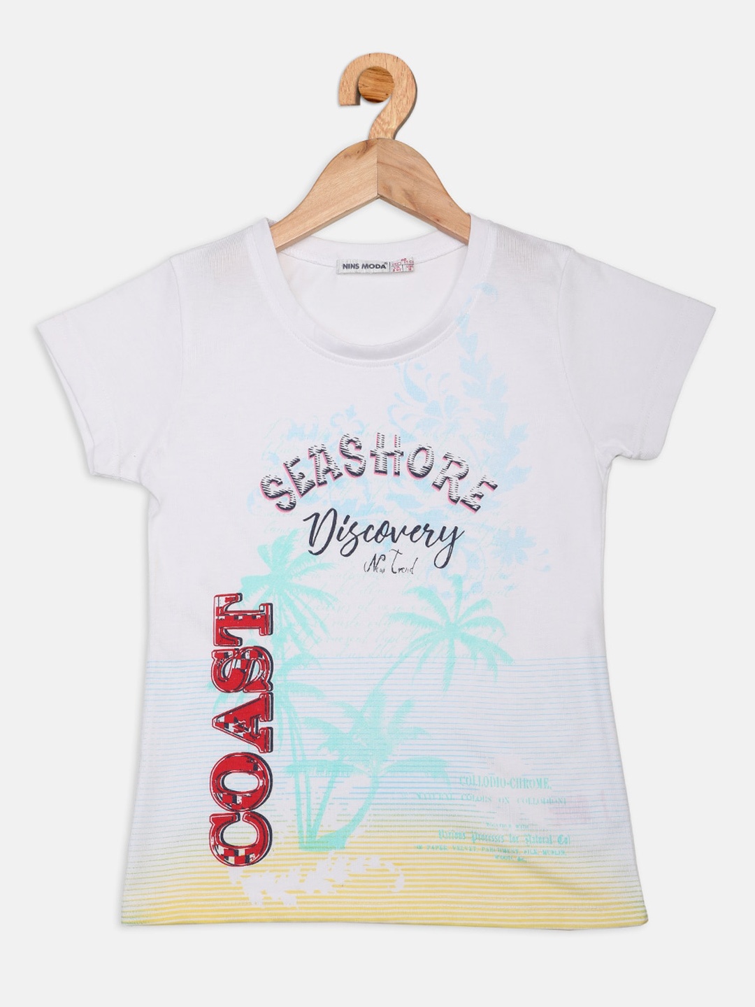 

Nins Moda Girls White & Red Printed Regular Top