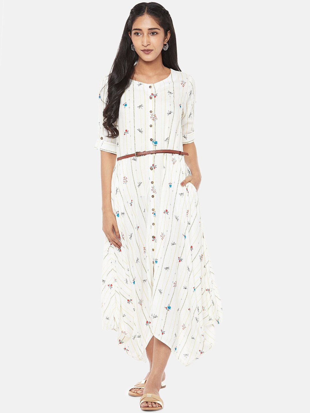 

AKKRITI BY PANTALOONS Women Off-White Printed Maxi Dress