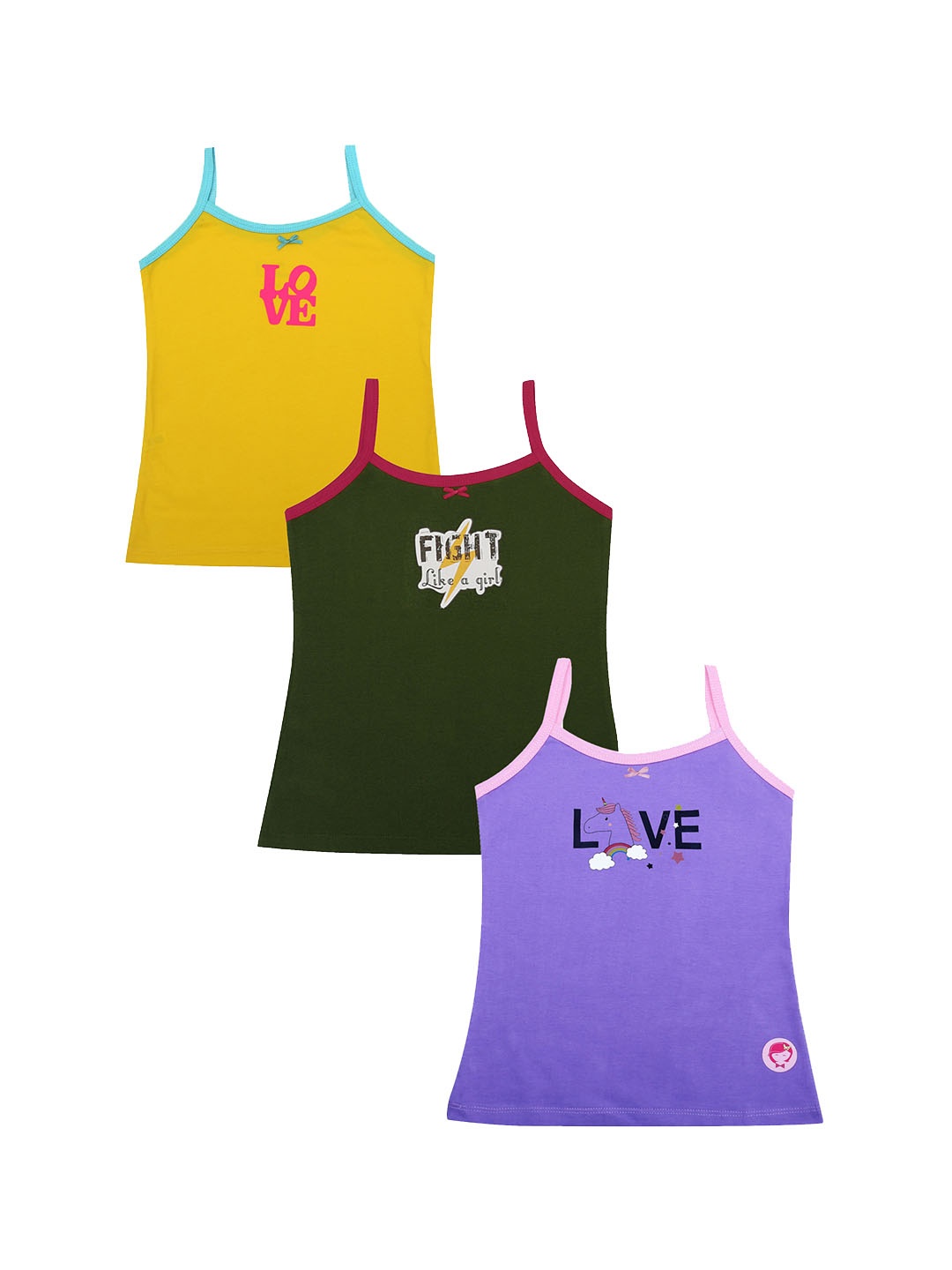 

DChica Girls Pack Of 3 Printed Camisoles, Green