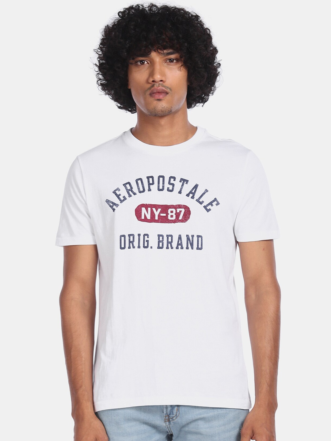 

Aeropostale Men White Printed Round Neck T-shirt