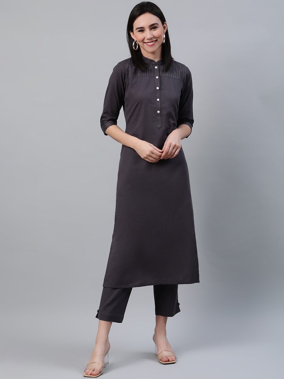 

Libas Women Straight Kurta, Grey