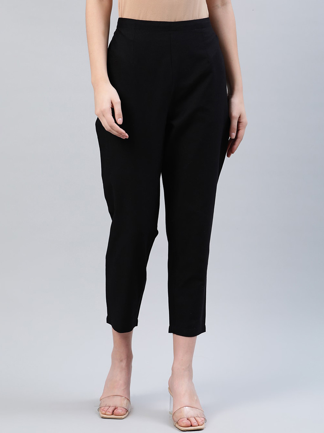 

Libas Women Black Ethnic Cigarette Trousers