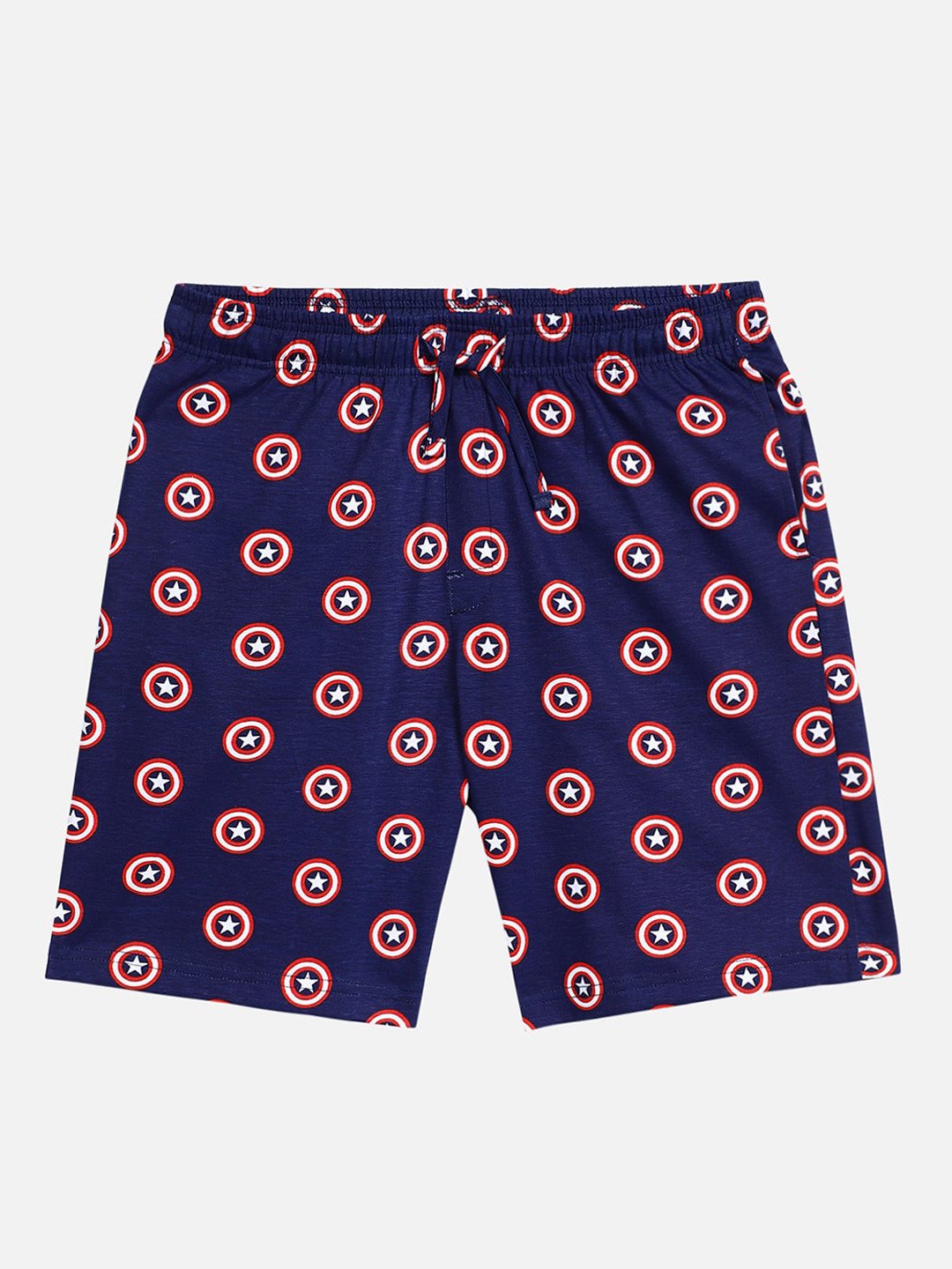 

Kids Ville Boys Navy Blue Captain America Printed Regular Fit Pure Cotton Regular Shorts