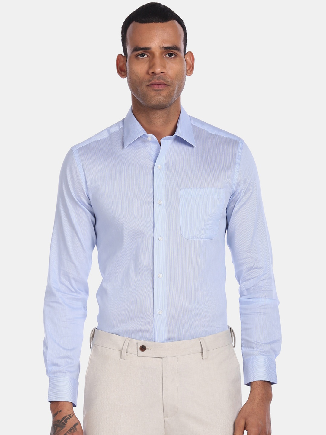 

Arrow Men Blue Slim Fit Striped Formal Shirt