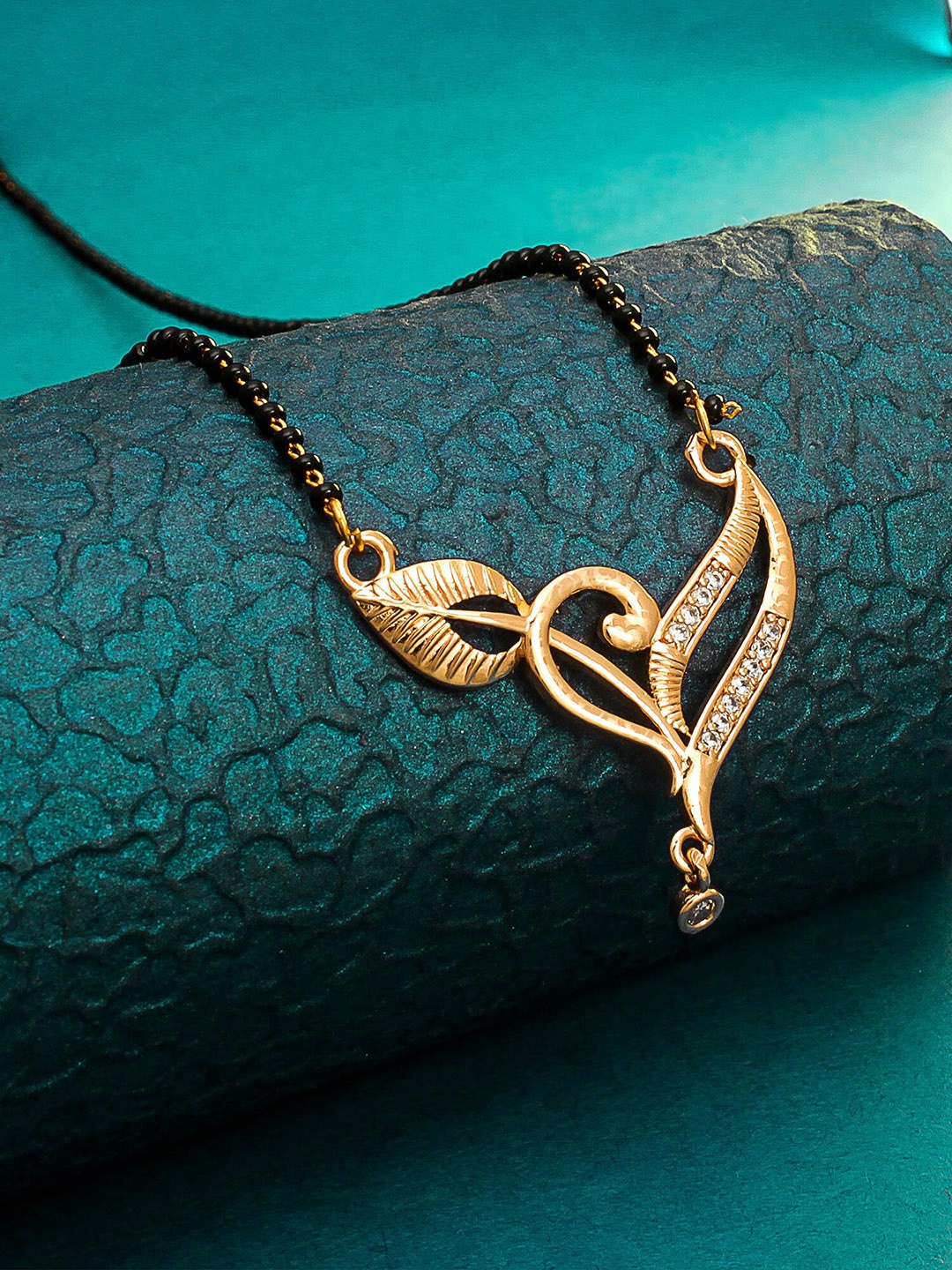 

aadita Gold-Plated American Diamond Mangalsutra
