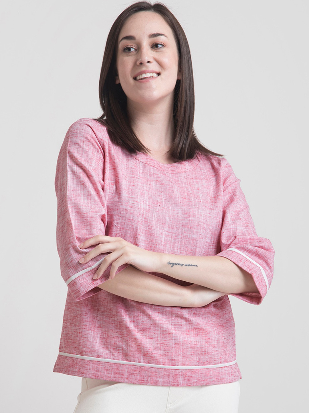 

FableStreet Red Pure Cotton Regular Top