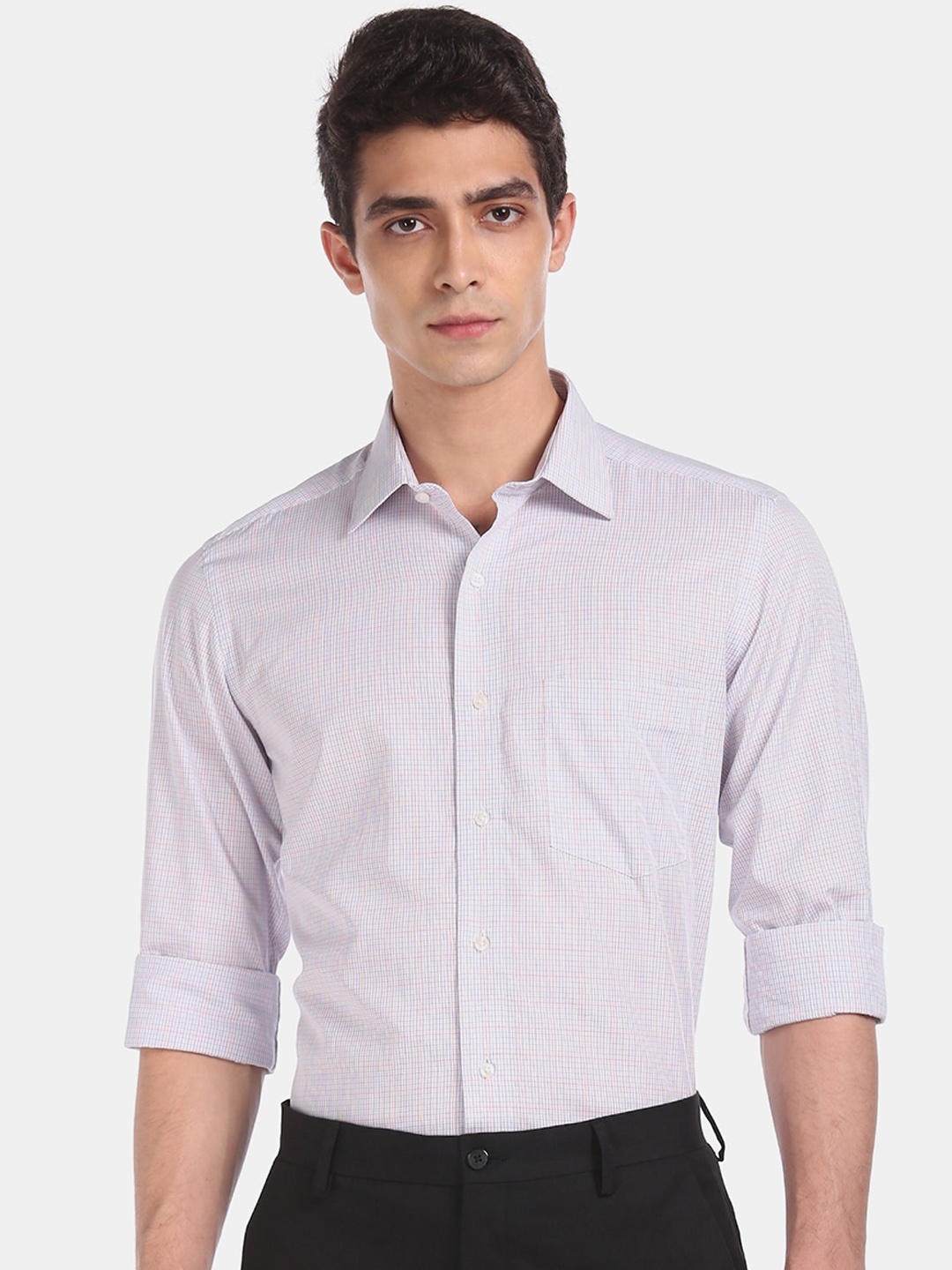 

Arrow Men White Regular Fit Checked Formal Shirt