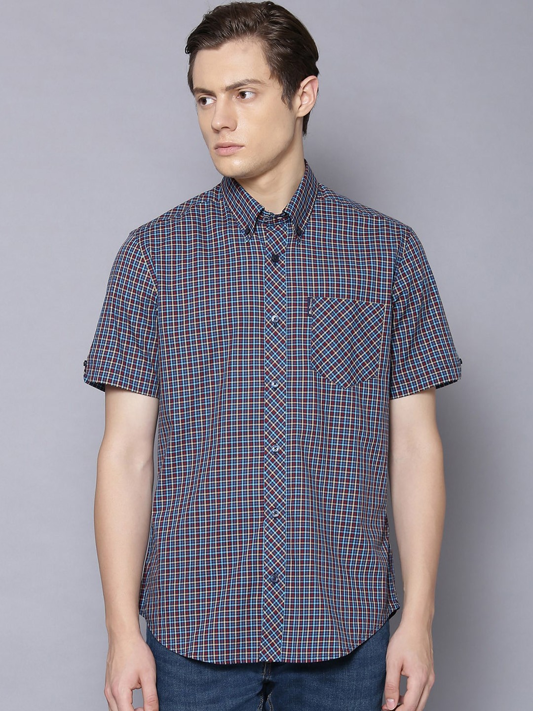 

BEN SHERMAN Men Multicoloured Regular Fit Checked Casual Shirt, Multi