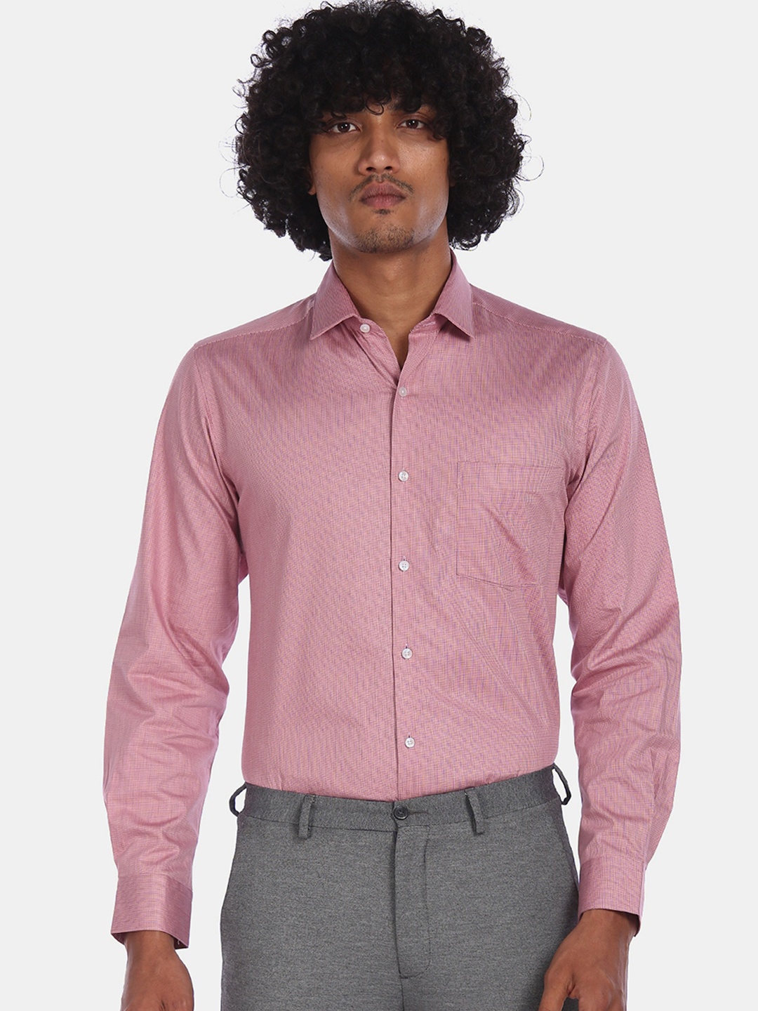 

Arrow Men Pink Regular Fit Self Designed Formal Shirt