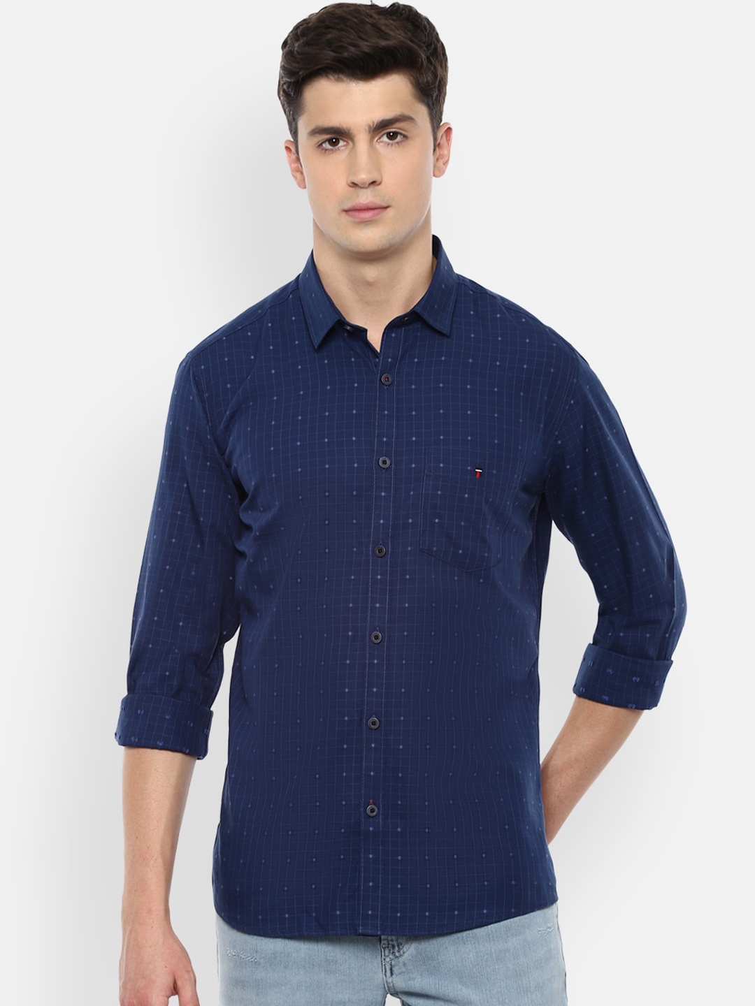 

Louis Philippe Sport Men Blue Slim Fit Checked Casual Shirt