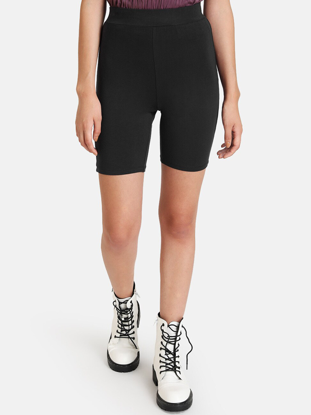 

Kazo Women Black Solid Regular Fit Biker Shorts