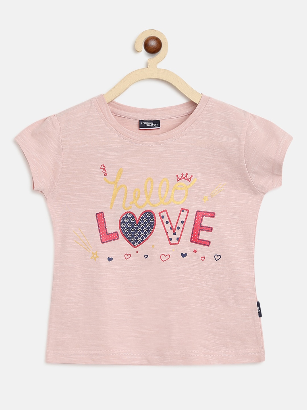 

Lil Tomatoes Peach-Coloured Printed Regular Top