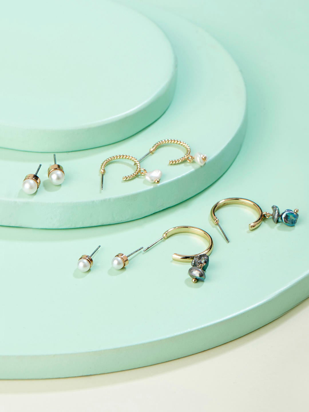 

Runway Ritual Set of 4 Contemporary Earrings, Off white