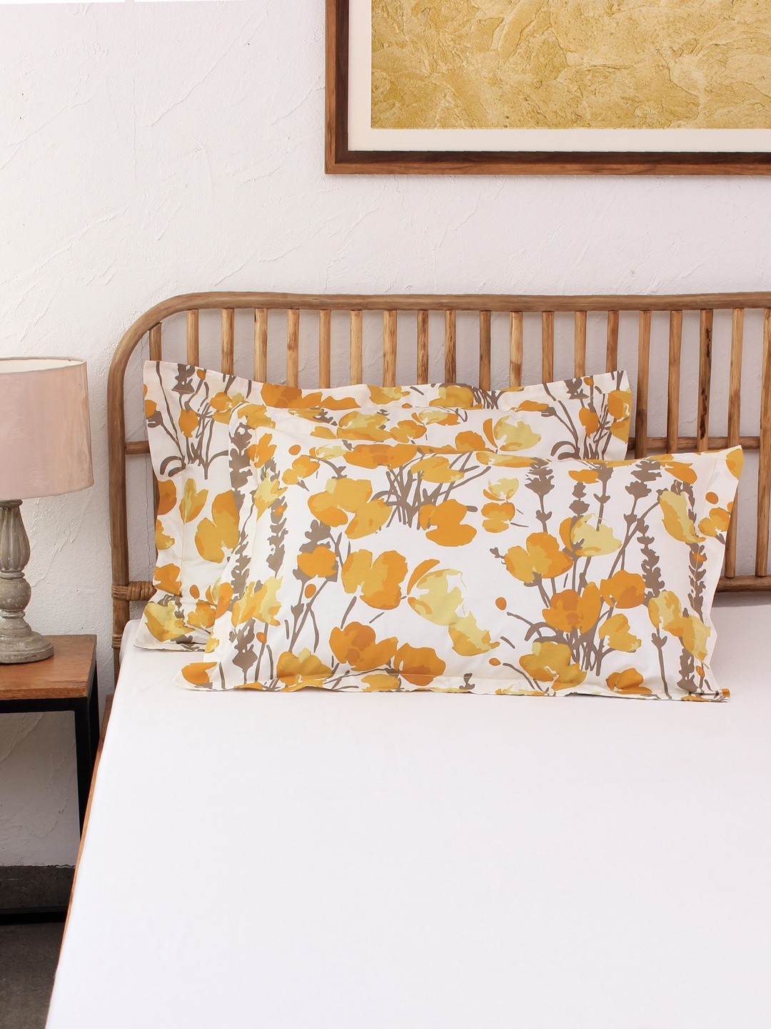 

House This Set Of 2 Yellow & White Floral Printed Pillow Covers