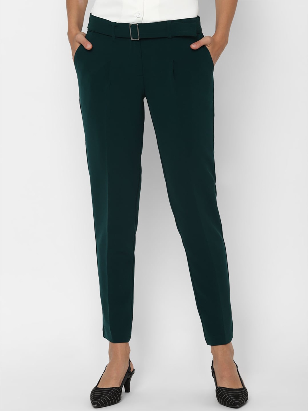 

Allen Solly Woman Women Green Regular Fit Solid Regular Trousers