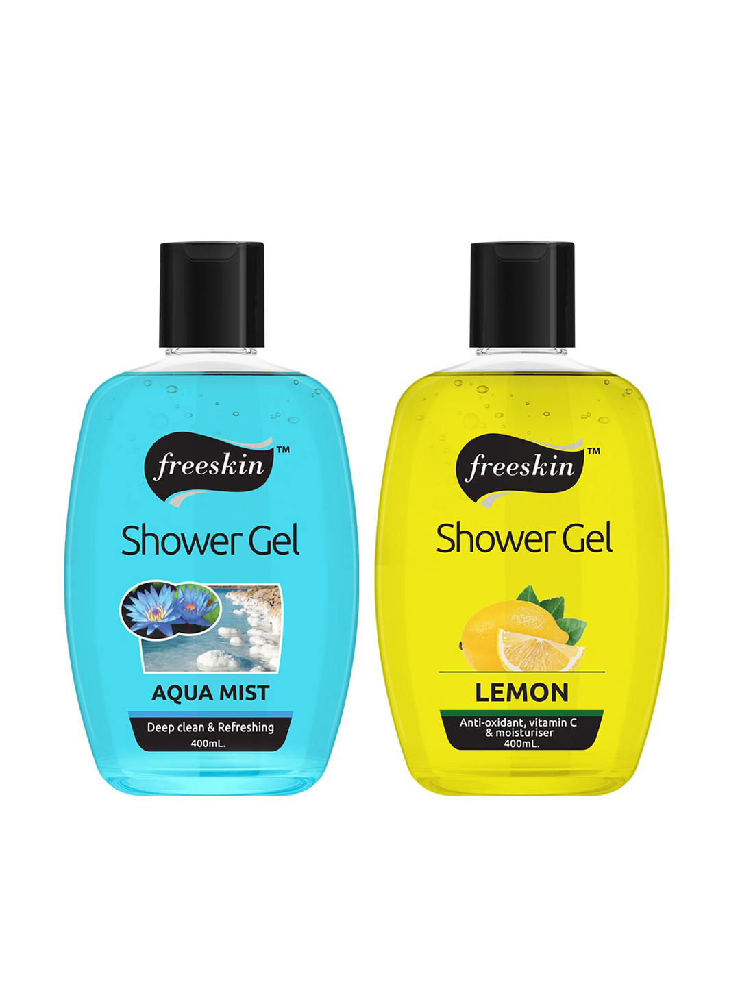 

Freeskin Unisex Pack of 2 Aqua Mist & Lemon Shower Gel 400 ml, Multi