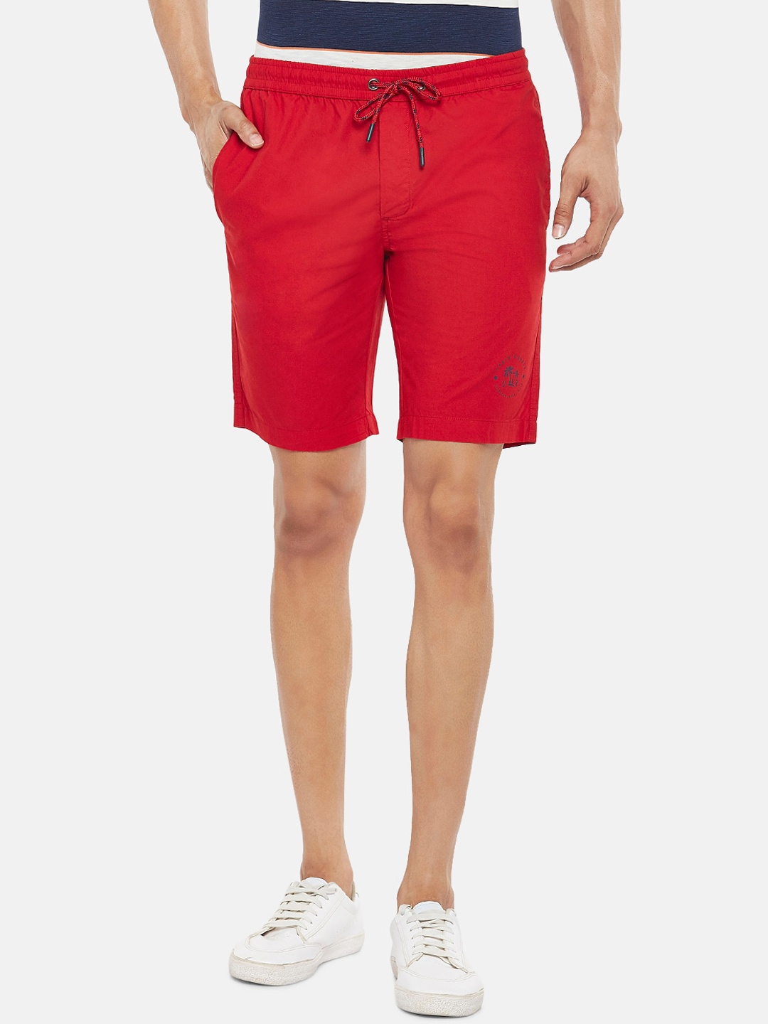

Urban Ranger by pantaloons Men Red Cotton Solid Slim Fit Regular Shorts