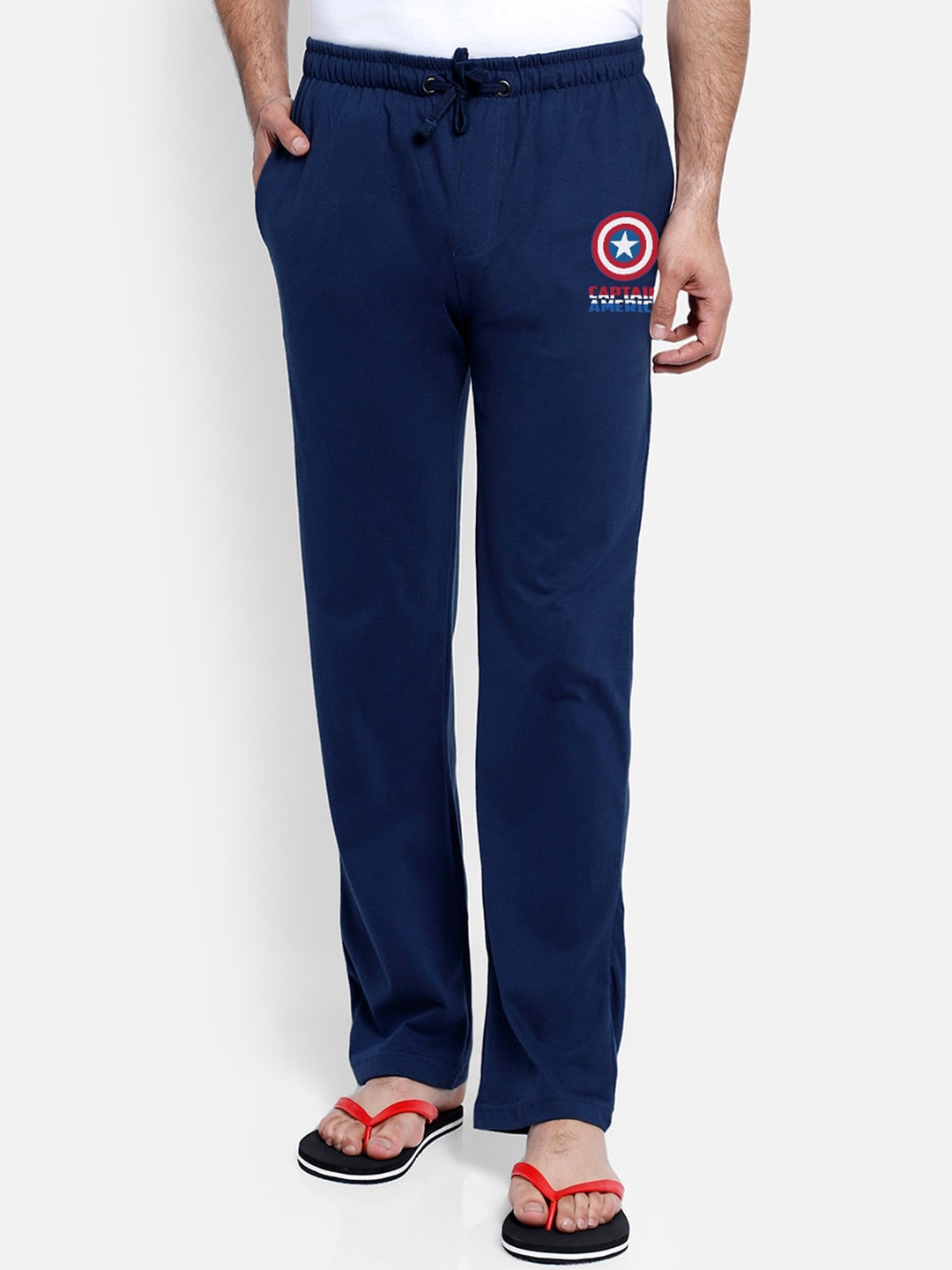 

Free Authority Men Navy Blue & Red Captain America Print Lounge Pants