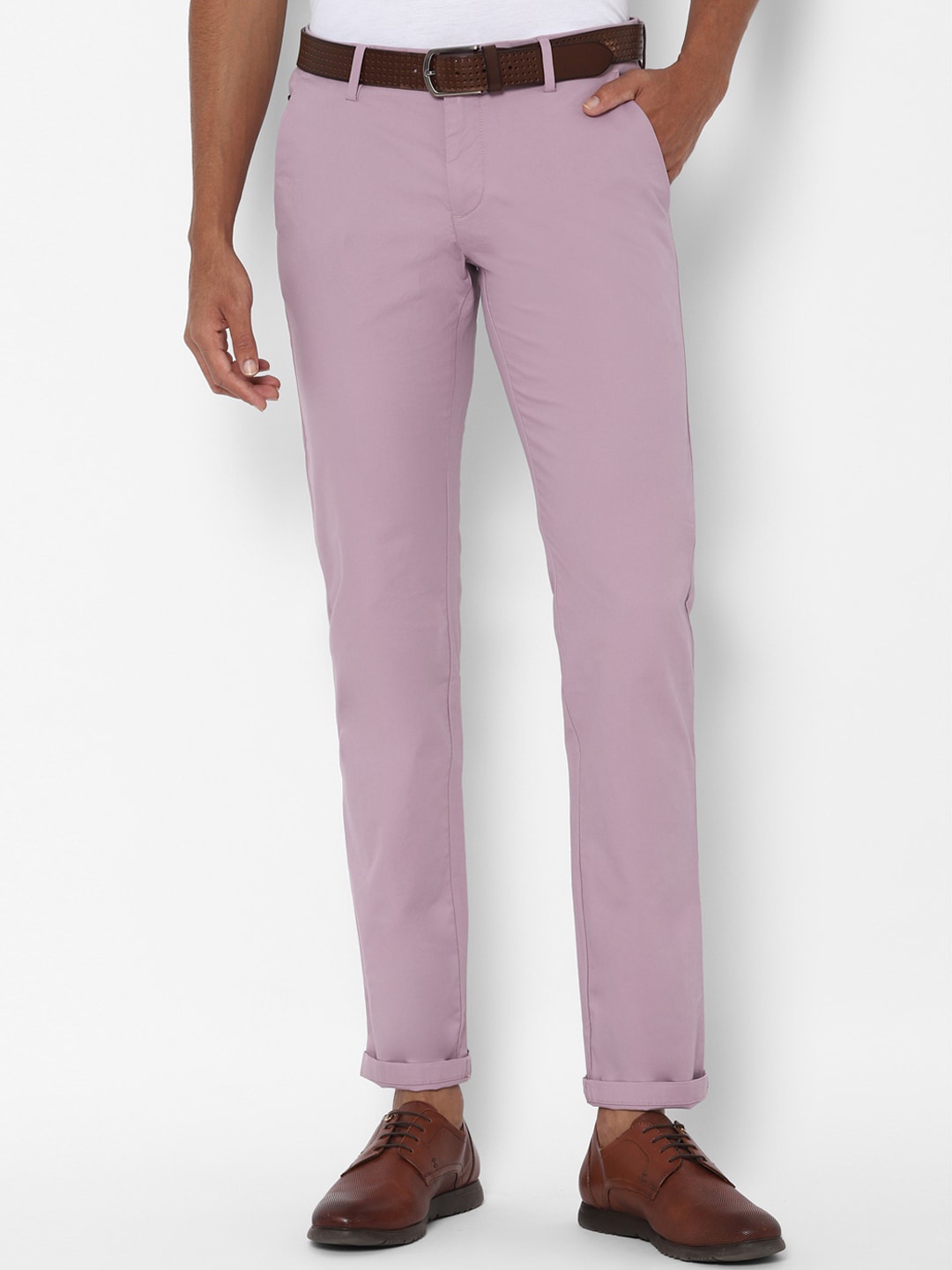 

Allen Solly Men Pink Slim Fit Solid Regular Trousers
