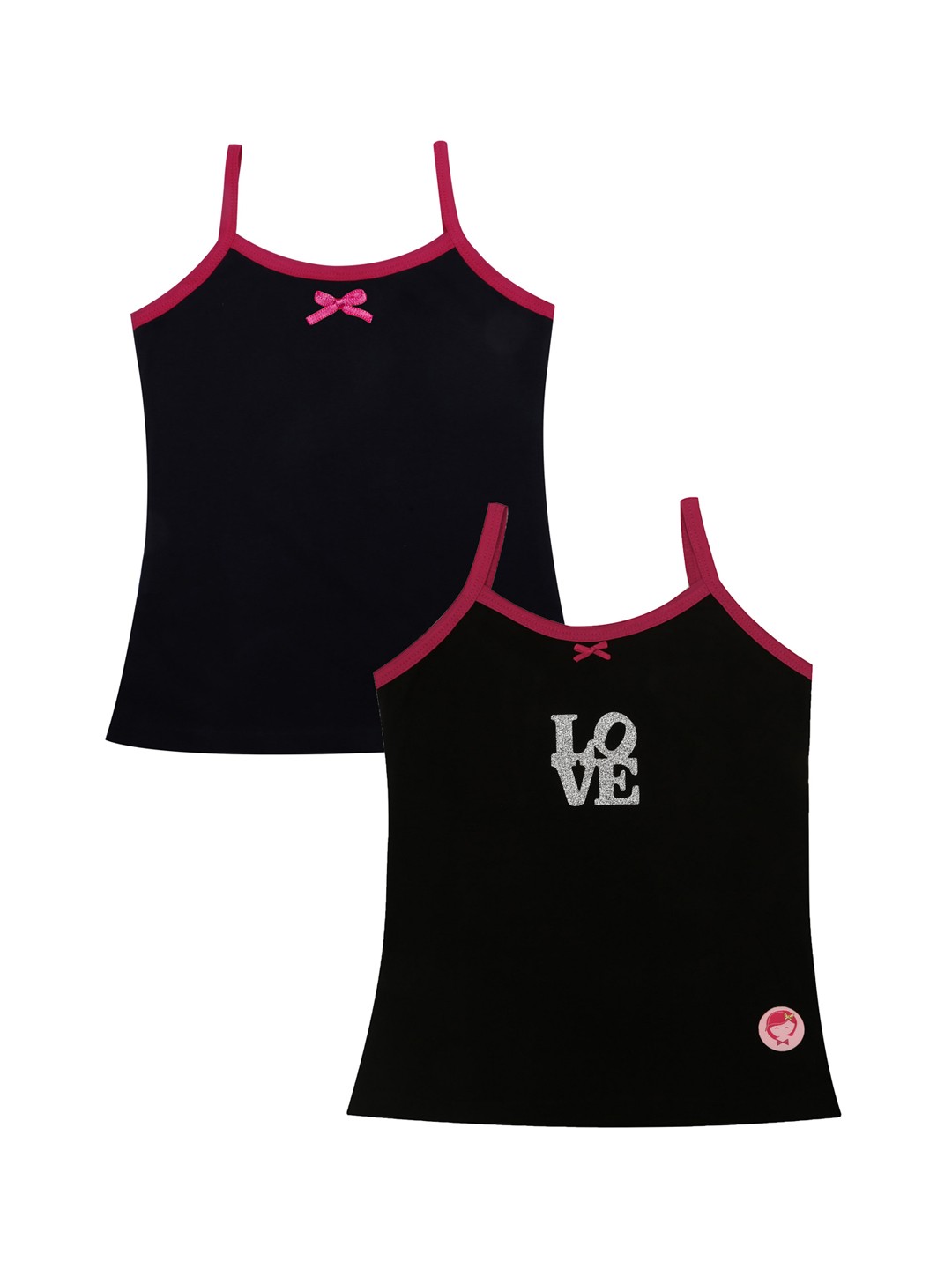 

DChica Girls Pack Of 2 Solid Camisoles, Black
