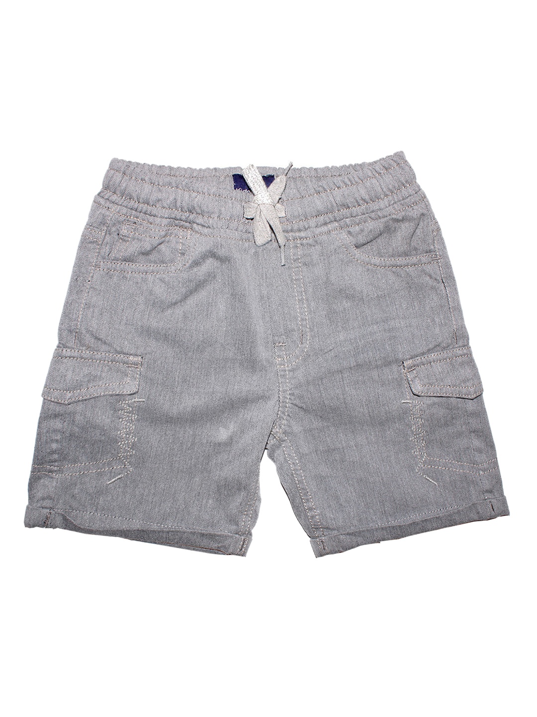 KiddoPanti Boys Grey Self Design Regular Fit Shorts