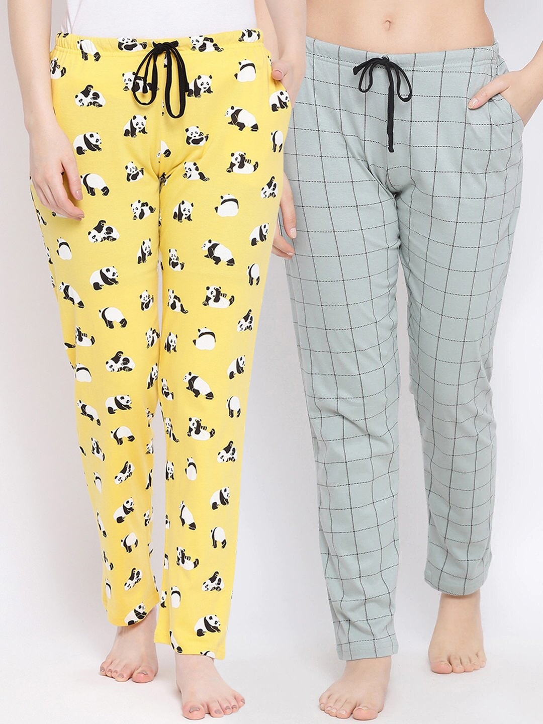 

Kanvin Women Pack Of 2 Printed Lounge Pants, Yellow