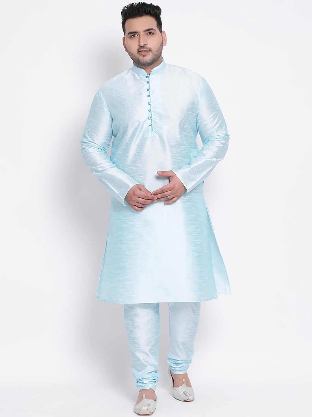 

Hangup Men Blue Solid Kurta with Pyjamas