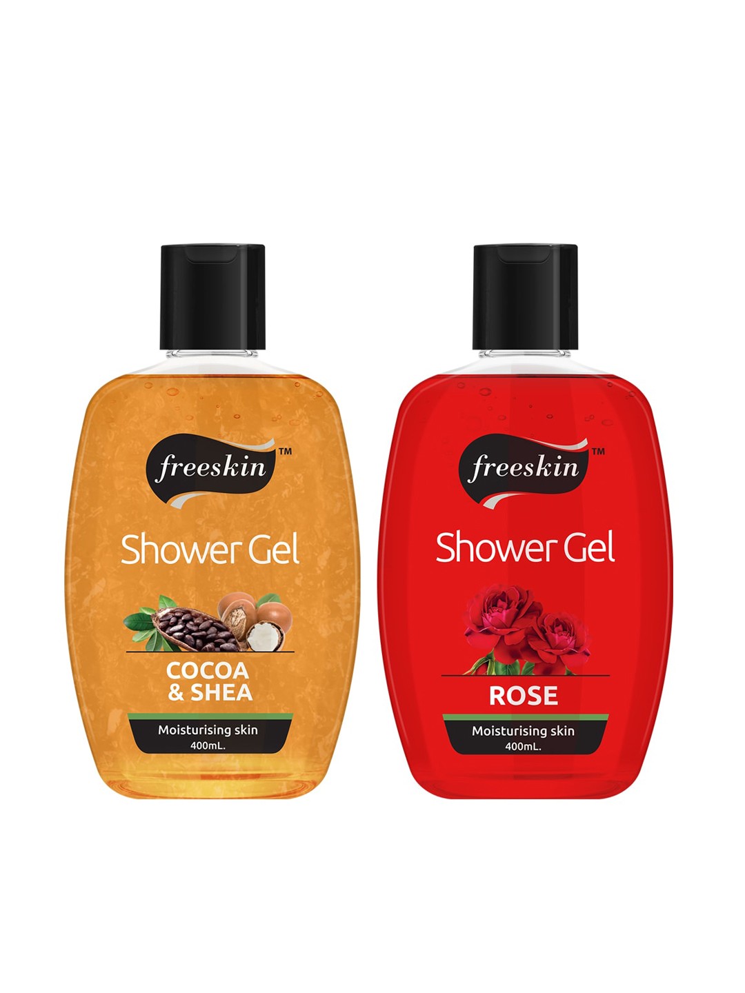 

Freeskin Unisex Pack of 2 Cocoa Shea & Rose Shower Gel 400 ml, Multi