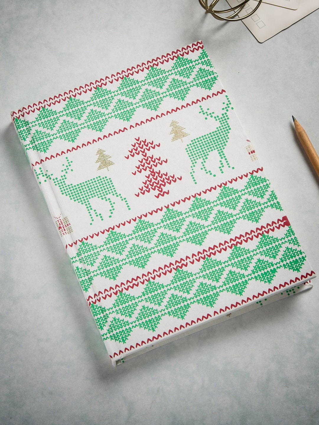 

Bigsmall Green & White Christmas Notebook